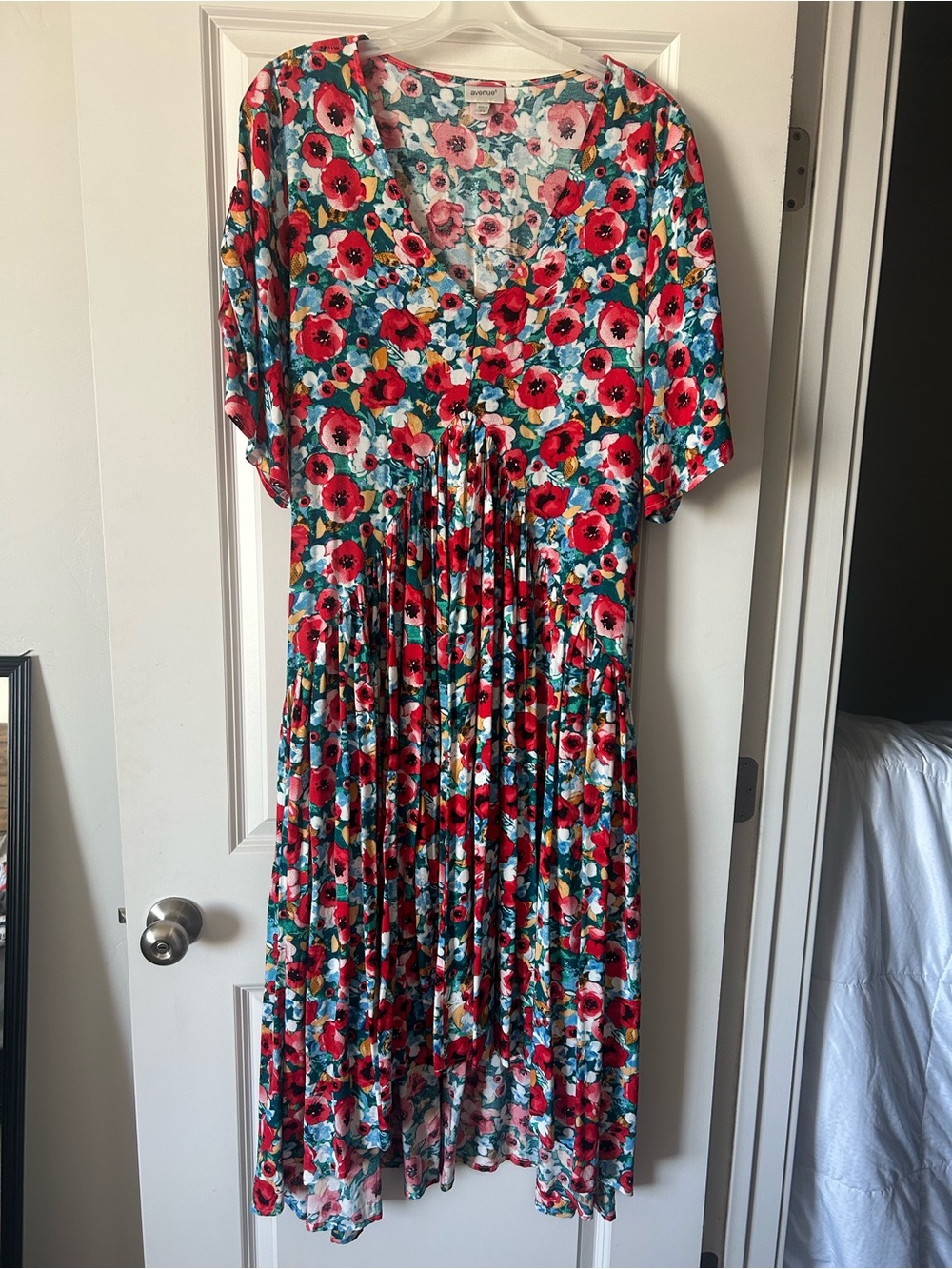 Avenue Floral Maxi Dress in Red & Teal